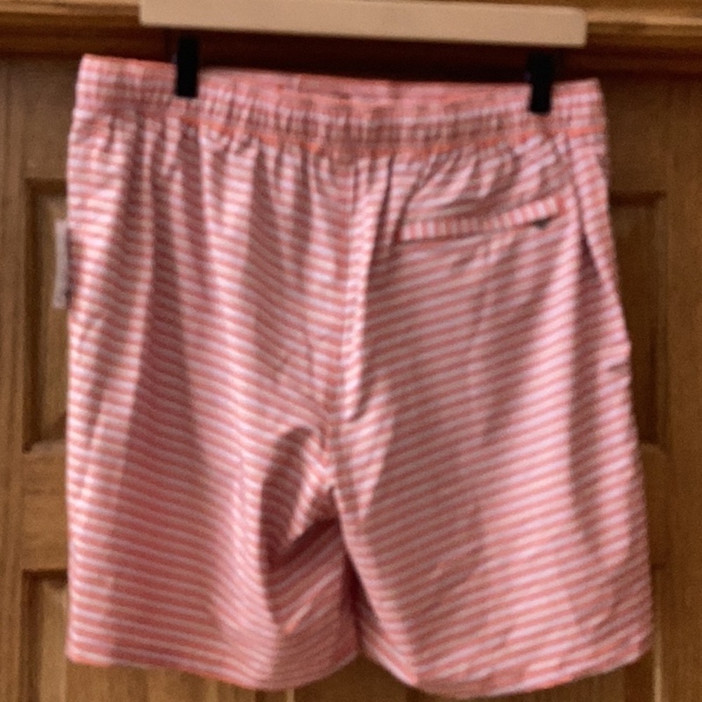 Lands’End Lined sunset 7” Swim trunks Color- Orange Stripe ❗️NWT❗️ - Picture 3 of 15